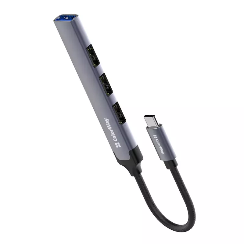 Docking stotelė ColorWay CW-HUB04 4-in-1 USB-C — HDMI, Gigabit Ethernet, USB-A, PD praėjimas