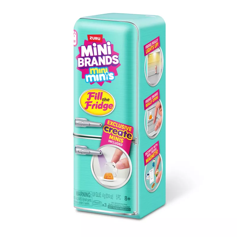 Žaidimų rinkinys Zuru Mini Brands Mini Minis Fill the Fridge – mini šaldytuvas su kolekcionuojamais maisto aksesuarais