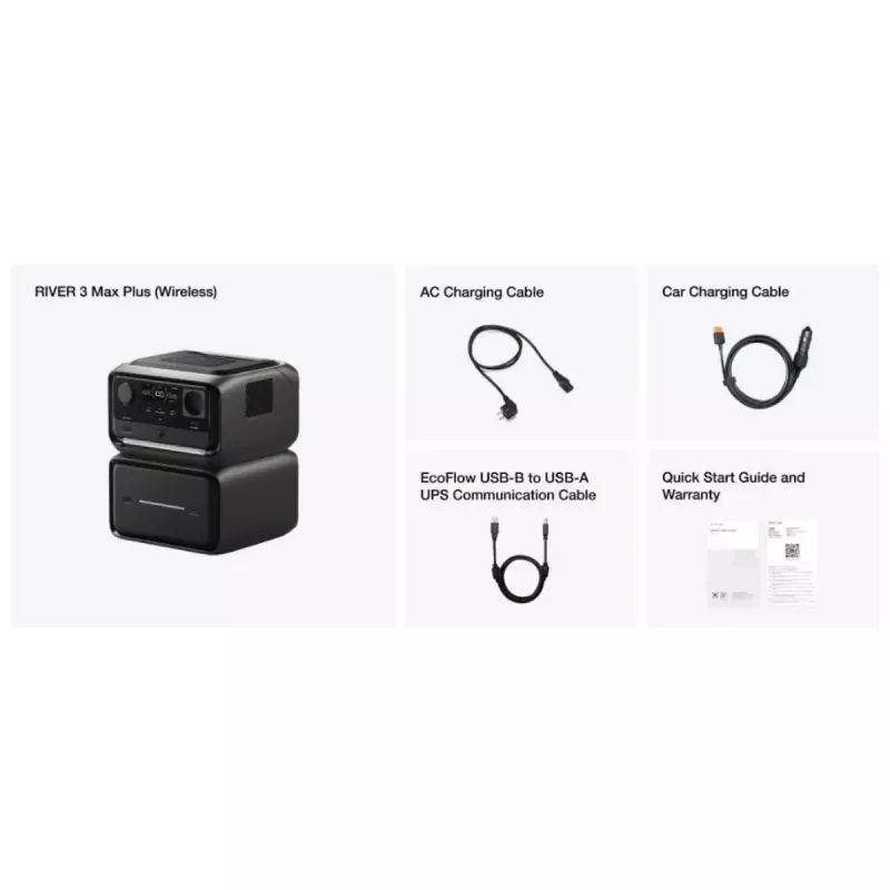 Nešiojama baterija EcoFlow RIVER 3 MAX PLUS Wireless, 858 Wh