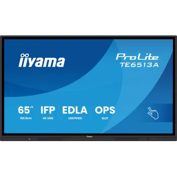 Interaktyvus plokščiasis skydelis IIYAMA TE6513A-B2AG 64,5 colio (163,8 cm) 4K UHD 500 cd/m² Wi-Fi Android 24/7 liečiamas
