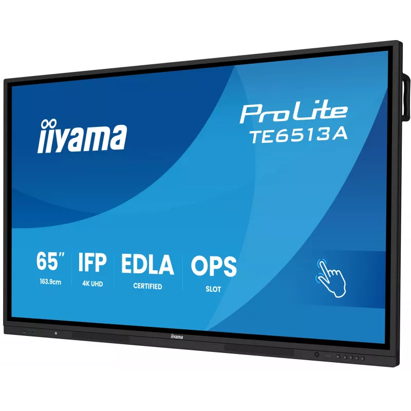 Interaktyvus plokščiasis skydelis IIYAMA TE6513A-B2AG 64,5 colio (163,8 cm) 4K UHD 500 cd/m² Wi-Fi Android 24/7 liečiamas
