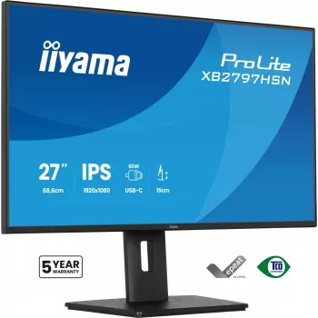 iiyama ProLite XB2797HSN-B1 monitorius 68.6 cm (27 col.) 1920 x 1080 pikselių Full HD IPS juodas