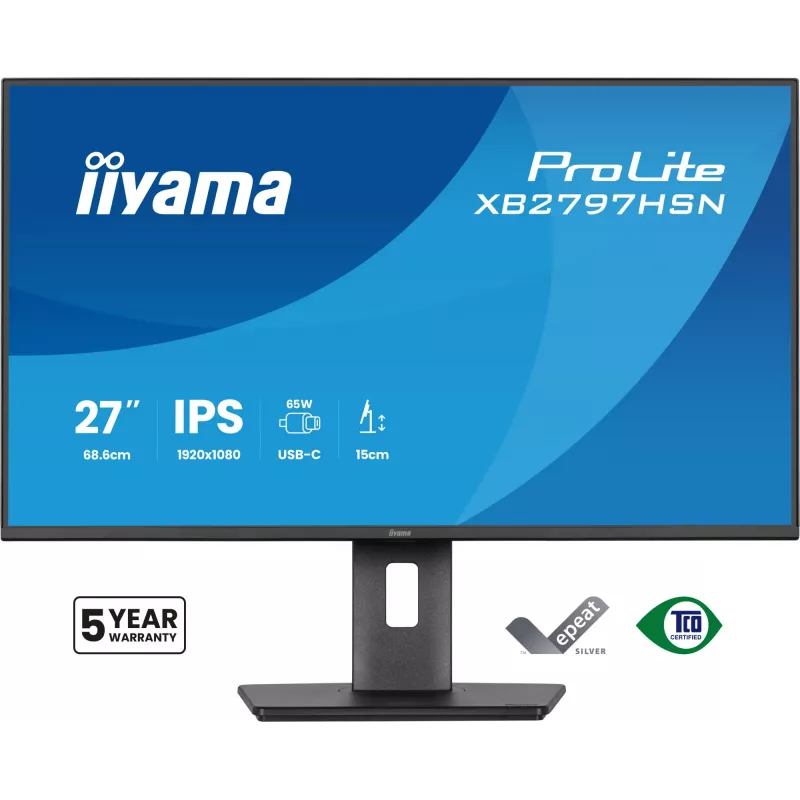 iiyama ProLite XB2797HSN-B1 monitorius 68.6 cm (27 col.) 1920 x 1080 pikselių Full HD IPS juodas