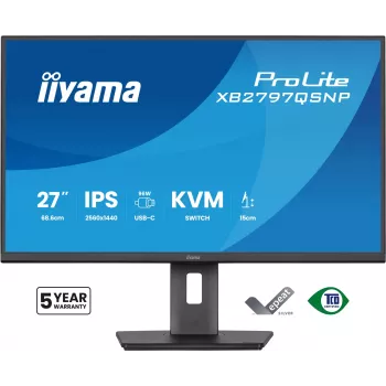 Monitorius IIYAMA ProLite XB2797QSNP-B1 27 colių (68.6 cm) 2560×1440 QHD LED, 16:9, matinis, garsiakalbiai, USB 3.2 šakotuvas, aukščio reguliavimas, VESA