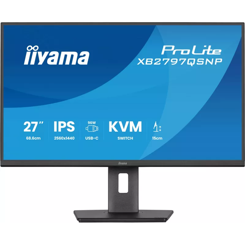 Monitorius IIYAMA ProLite XB2797QSNP-B1 27 colių (68.6 cm) 2560×1440 QHD LED, 16:9, matinis, garsiakalbiai, USB 3.2 šakotuvas, aukščio reguliavimas, VESA