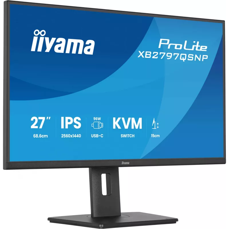Monitorius IIYAMA ProLite XB2797QSNP-B1 27 colių (68.6 cm) 2560×1440 QHD LED, 16:9, matinis, garsiakalbiai, USB 3.2 šakotuvas, aukščio reguliavimas, VESA