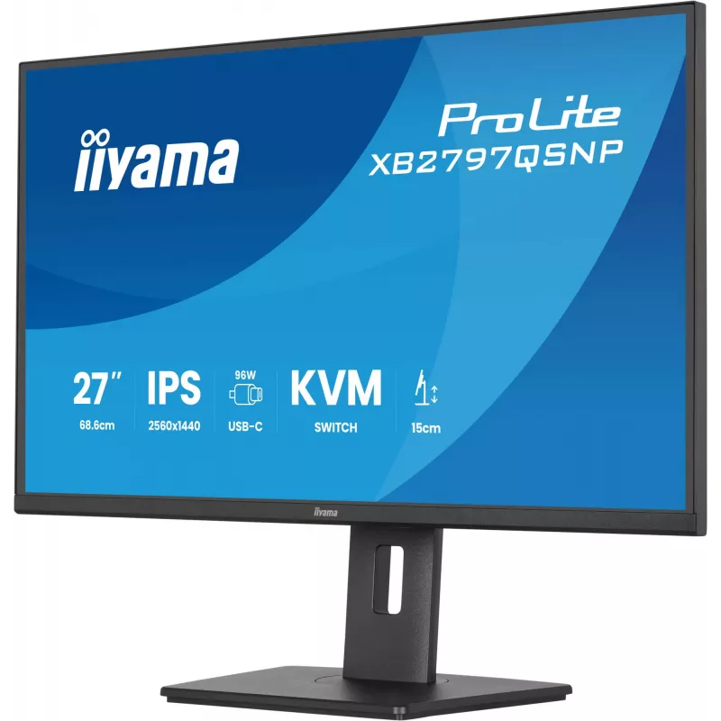 Monitorius IIYAMA ProLite XB2797QSNP-B1 27 colių (68.6 cm) 2560×1440 QHD LED, 16:9, matinis, garsiakalbiai, USB 3.2 šakotuvas, aukščio reguliavimas, VESA