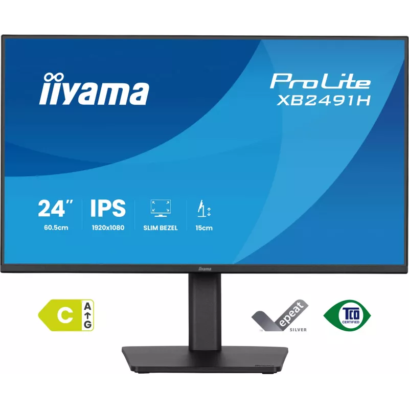 Kompiuterio monitorius IIYAMA ProLite XB2491H-B1 23,8 colio (60,5 cm) Full HD IPS LCD, 1920×1080, 178° žiūrėjimo kampai, VESA, aukščio reguliavimas, juodas