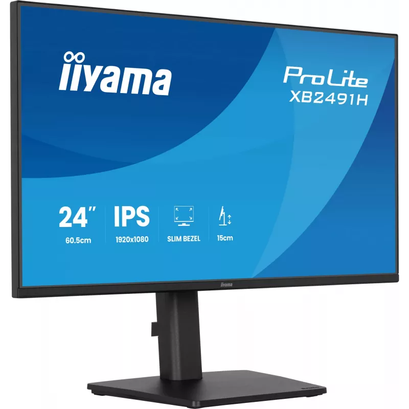 Kompiuterio monitorius IIYAMA ProLite XB2491H-B1 23,8 colio (60,5 cm) Full HD IPS LCD, 1920×1080, 178° žiūrėjimo kampai, VESA, aukščio reguliavimas, juodas