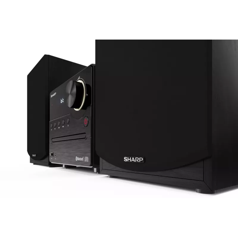 Mikro sistema Sharp XL-B512(BK) — 45 W, CD grotuvas, FM radijas, MP3, bananiniai jungtys, juoda