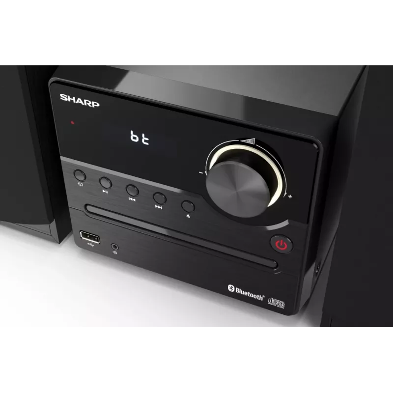 Mikro sistema Sharp XL-B512(BK) — 45 W, CD grotuvas, FM radijas, MP3, bananiniai jungtys, juoda