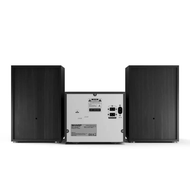 Mikro sistema Sharp XL-B512(BK) — 45 W, CD grotuvas, FM radijas, MP3, bananiniai jungtys, juoda