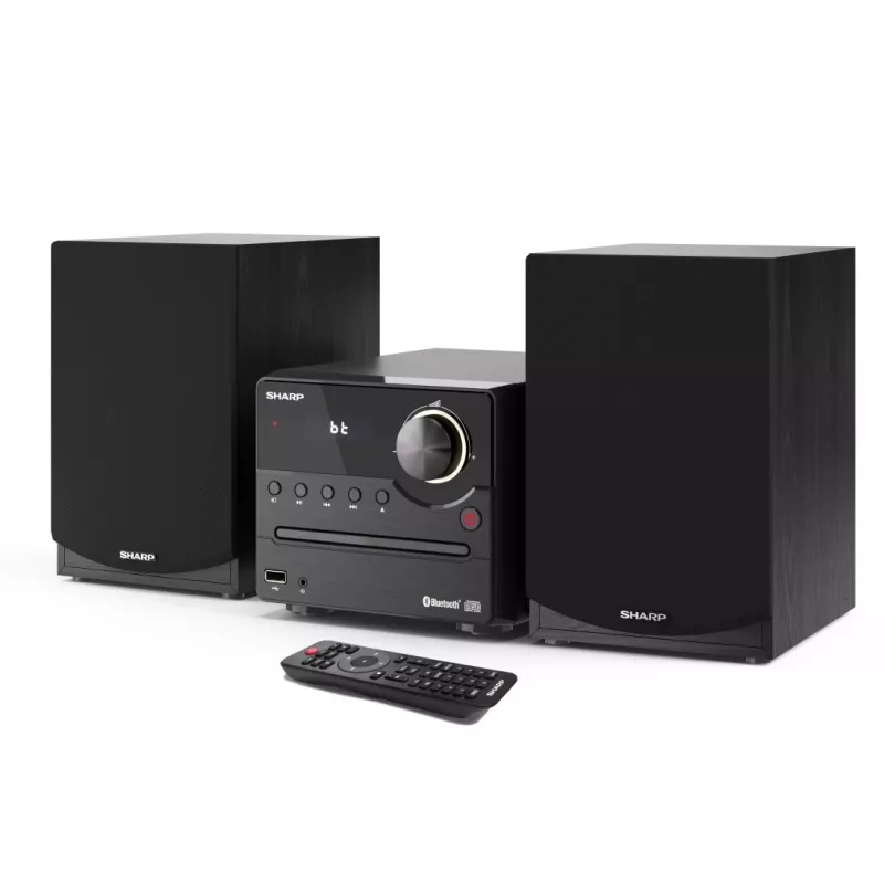 Mikro sistema Sharp XL-B512(BK) — 45 W, CD grotuvas, FM radijas, MP3, bananiniai jungtys, juoda