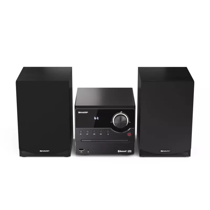 Mikro sistema Sharp XL-B512(BK) — 45 W, CD grotuvas, FM radijas, MP3, bananiniai jungtys, juoda
