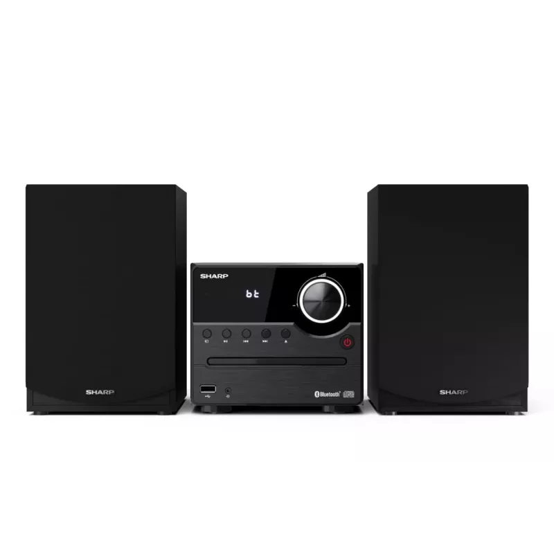 Mikro sistema Sharp XL-B512(BK) — 45 W, CD grotuvas, FM radijas, MP3, bananiniai jungtys, juoda