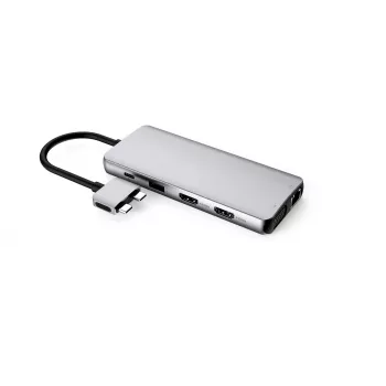 eSTUFF ES623010 12-in-1 USB-C centrinė stotelė USB 3.2 Gen 1 (3.1 Gen 1) Type-C 5000 Mbit/s aliuminis