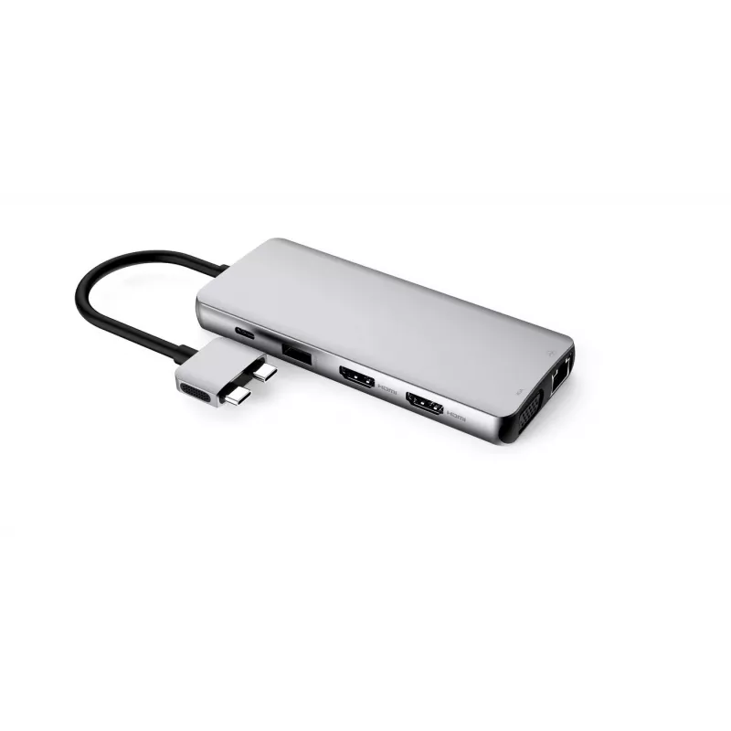 eSTUFF ES623010 12-in-1 USB-C centrinė stotelė USB 3.2 Gen 1 (3.1 Gen 1) Type-C 5000 Mbit/s aliuminis