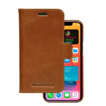 Dėklas-piniginė dbramante1928 Lynge, iPhone 12 mini (5,4 colio), Tan, 3 kortelių kišenės, stovas ant stalo