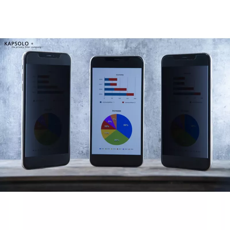 Privatumo filtro ekrano apsauga Kapsolo iPhone 13 Pro Max – 2 krypčių lipni plėvelė, 6,7 col. (17 cm), 3H kietumas, 63% šviesos pralaidumas