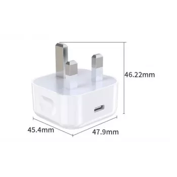 eSTUFF Home Charger USB-C PD 3A 20W, UK kištukas – baltas