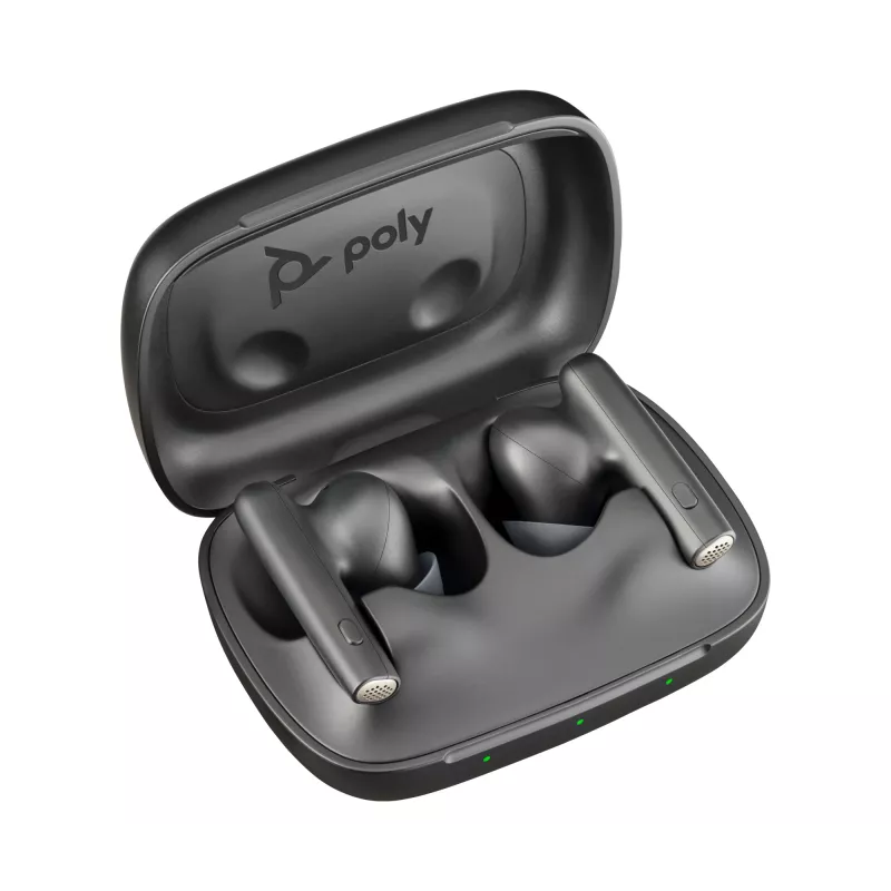 HP Poly Voyager Free 60 UC Carbon Black belaidės ausinės + BT700 USB-C adapteris + įkrovimo dėklas