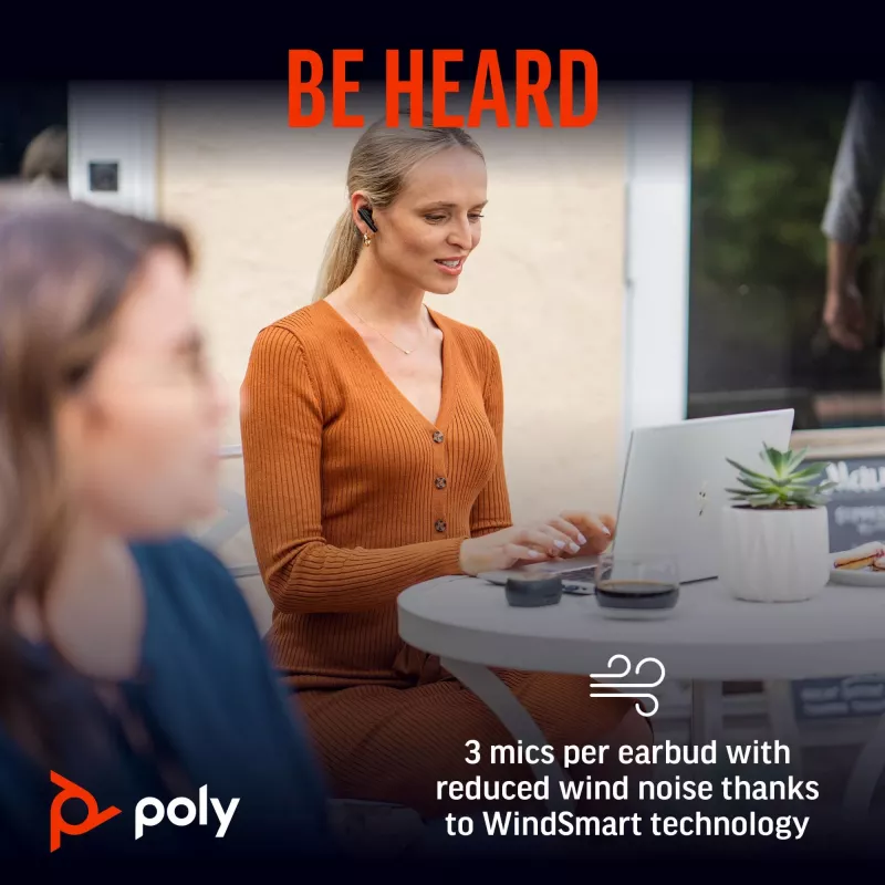 HP Poly Voyager Free 60 UC Carbon Black belaidės ausinės + BT700 USB-C adapteris + įkrovimo dėklas