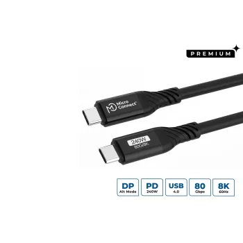 Microconnect USB4CC1-240W-80GBPS USB-C kabelis USB4 Gen 3x2 1 m juodas