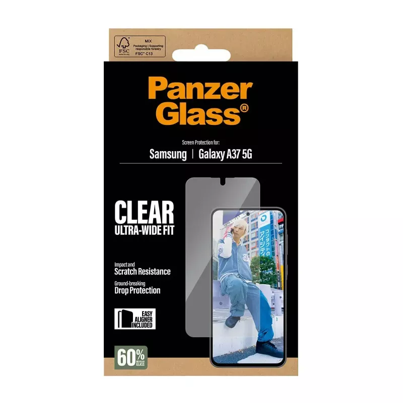 PanzerGlass Screen Protector Ultra-Wide Fit, skaidrus, atsparus įbrėžimams, Samsung Galaxy A37 5G