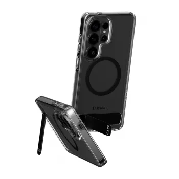 PanzerGlass CARE™ Urban Explorer Dėklas Samsung Galaxy S26 Ultra — Skaidrus dėklas su juodu stovu ir Qi palaikymu