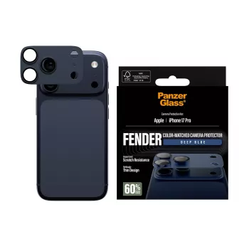 PanzerGlass Fender Deep Blue apsauga kamerai, skirta iPhone 17 Pro, silikoninė, atspari įbrėžimams ir smūgiams
