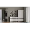 Komoda Top E Shop MALWA M6 120 cm, 6 stalčių, antracitinis korpusas, balti fasadai