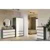 Komoda Top E Shop MALWA M6 120 cm, 6 stalčių, antracitinis korpusas, balti fasadai