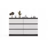 Komoda Top E Shop MALWA M6 120 cm, 6 stalčių, antracitinis korpusas, balti fasadai