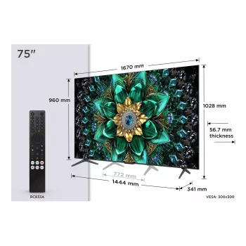 TCL Q6C 75Q6C televizorius 190,5 cm (75 col.) 4K Ultra HD SMART TV QD-Mini LED Wi-Fi Metalinis