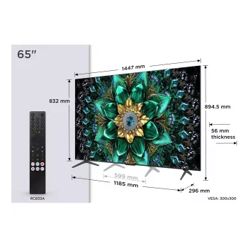 TCL Q6C 65Q6C televizorius 165,1 cm (65 colių) 4K Ultra HD išmanusis televizorius QD-Mini LED Wi-Fi Metalinė spalva