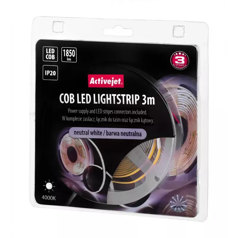 Universali LED juosta ActiveJet AJE-COB 3 m Neutrali balta 1850 lm 19 W IP20