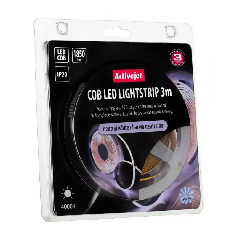 Universali LED juosta ActiveJet AJE-COB 3 m Neutrali balta 1850 lm 19 W IP20