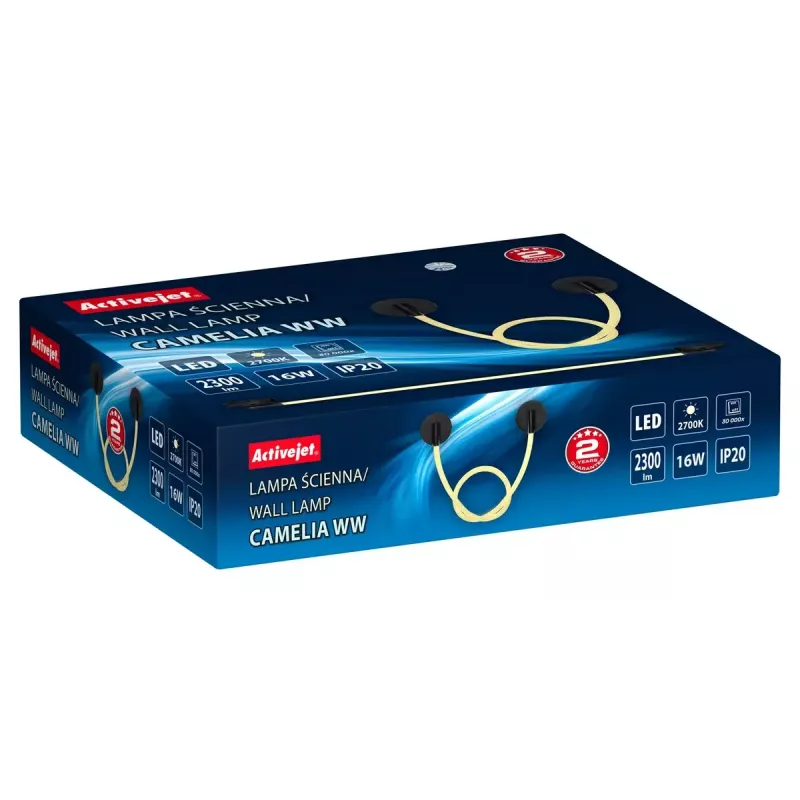 LED sieninis šviestuvas ActiveJet AJE-CAMELIA WW, juodas, 16 W, 2300 lm, 2700 K, 1580×120×65 mm