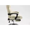 Biuro kėdė ActiveJet YK7416 su ratukais – ergonomiška sukamoji kėdė, smėlio spalvos eko oda, metalinis rėmas, paminkštinta nugara, pėdų atrama