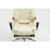 Biuro kėdė ActiveJet YK7416 su ratukais – ergonomiška sukamoji kėdė, smėlio spalvos eko oda, metalinis rėmas, paminkštinta nugara, pėdų atrama