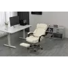 Biuro kėdė ActiveJet YK7416 su ratukais – ergonomiška sukamoji kėdė, smėlio spalvos eko oda, metalinis rėmas, paminkštinta nugara, pėdų atrama
