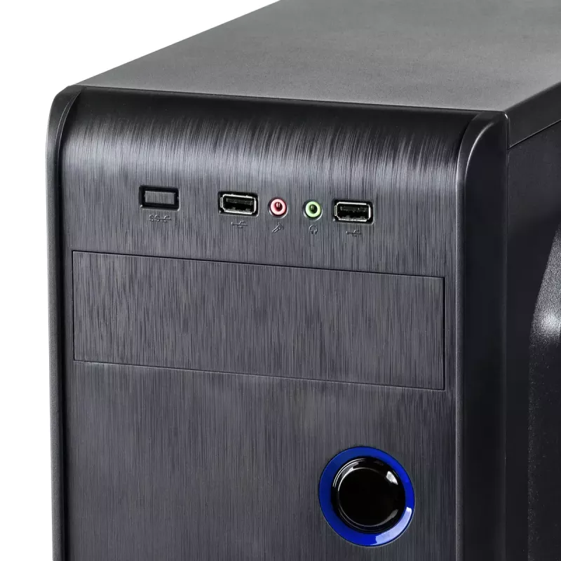 Korpusas Akyga AK939BL Midi Tower – ATX/Micro-ATX, 3×3.5 colio + 3×2.5 colio lizdai, GPU iki 385 mm, USB 2.0