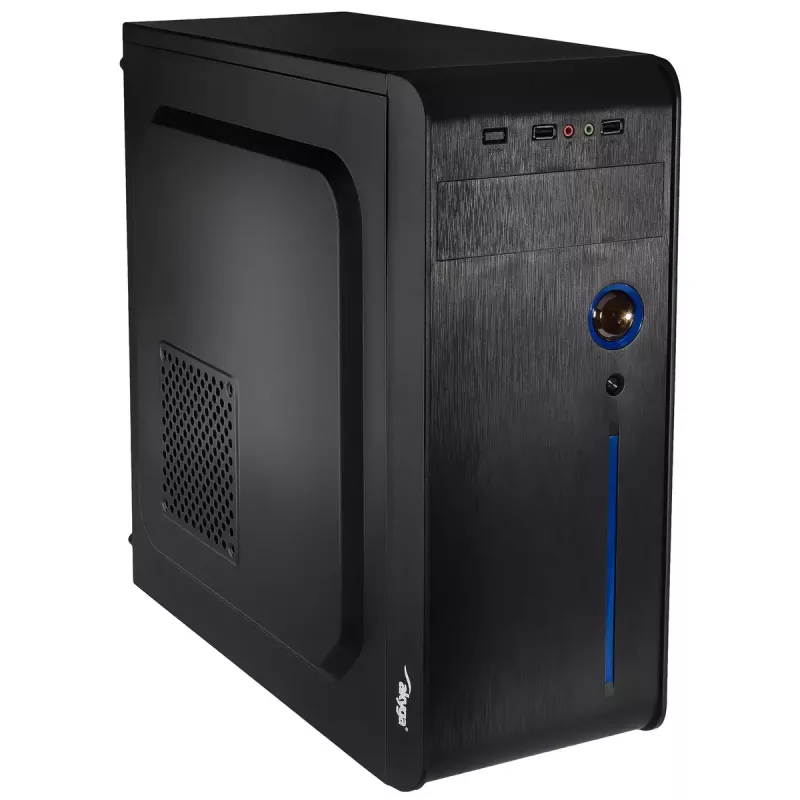 Korpusas Akyga AK939BL Midi Tower – ATX/Micro-ATX, 3×3.5 colio + 3×2.5 colio lizdai, GPU iki 385 mm, USB 2.0