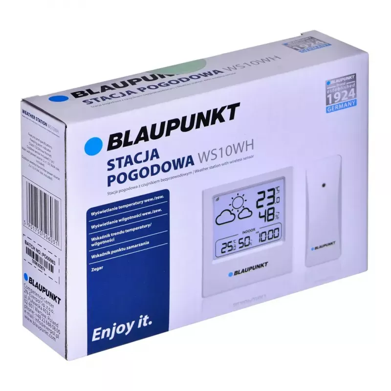 Oro stotelė BLAUPUNKT WS10WH – belaidis vidaus / lauko temperatūros ir drėgmės matuoklis