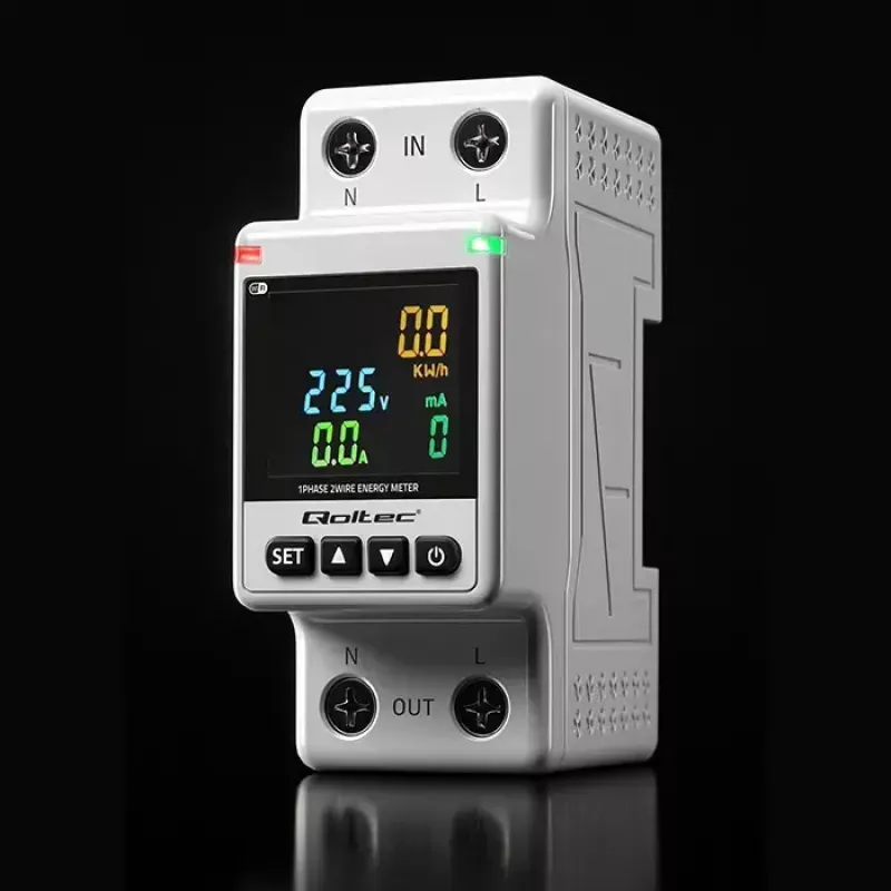Vienfazis energijos suvartojimo matuoklis QOLTEC 50981 DIN35 230V 50Hz