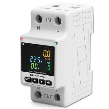 Vienfazis energijos suvartojimo matuoklis QOLTEC 50981 DIN35 230V 50Hz
