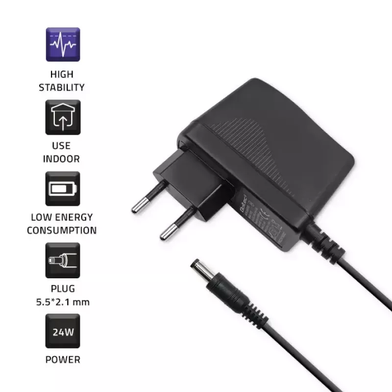 Qoltec 52397 maitinimo adapteris su kištuku, 24 W, 12 V, 2 A, 5,5 x 2,1 mm