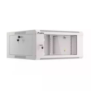 Sieninis 19 colių 4U tinklo spintos stovas LANBERG WAFA-5604-10S, 600 mm gylis, pilkas, stiklinės durys (lankstytas)