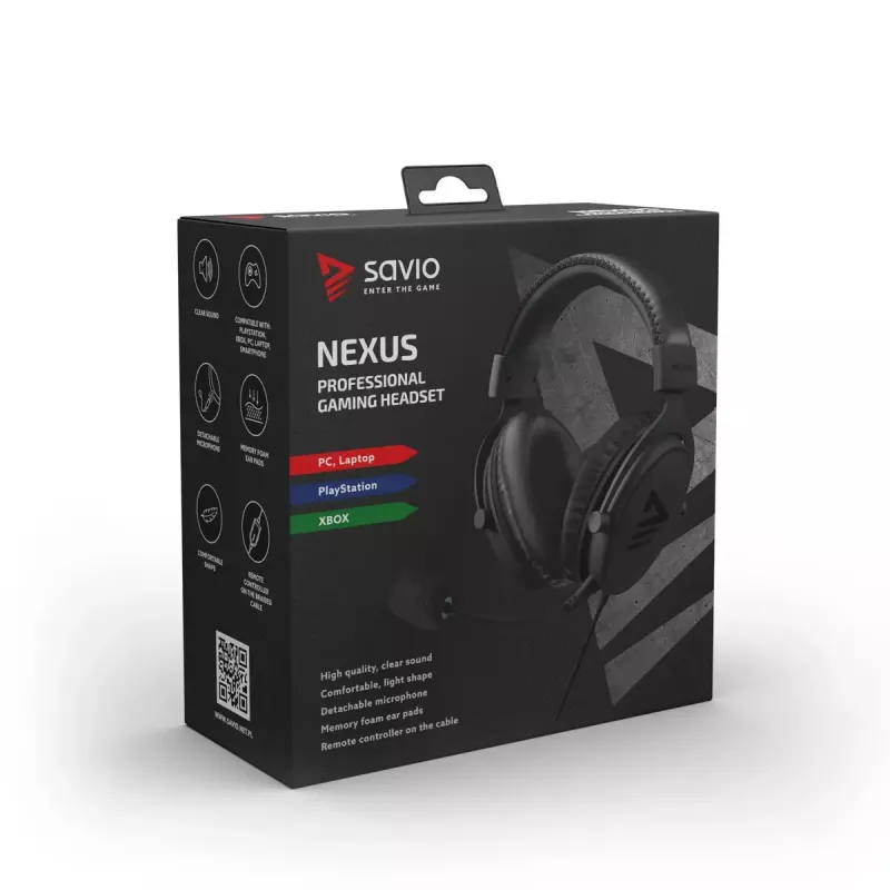 Ausinės Savio NEXUS Wired Gaming juodos