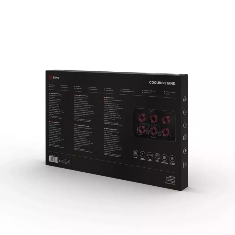 Aušinimo stovas nešiojamam kompiuteriui SAVIO COS-01 su 6 foniniais ventiliatoriais 2000 RPM, USB 2.0, iki 17,3 colių